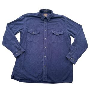 St John’s Bay Navy Blue 100% cotton button down shirt size L